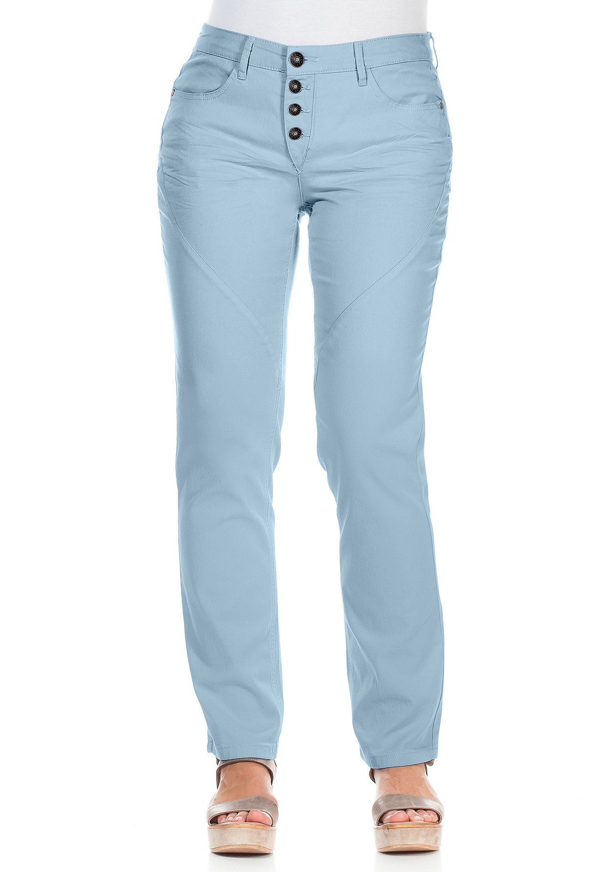 YESET Stretch-Hose Damen gerade Stretch-Hose Chino Kurzgröße pastellblau 491804
