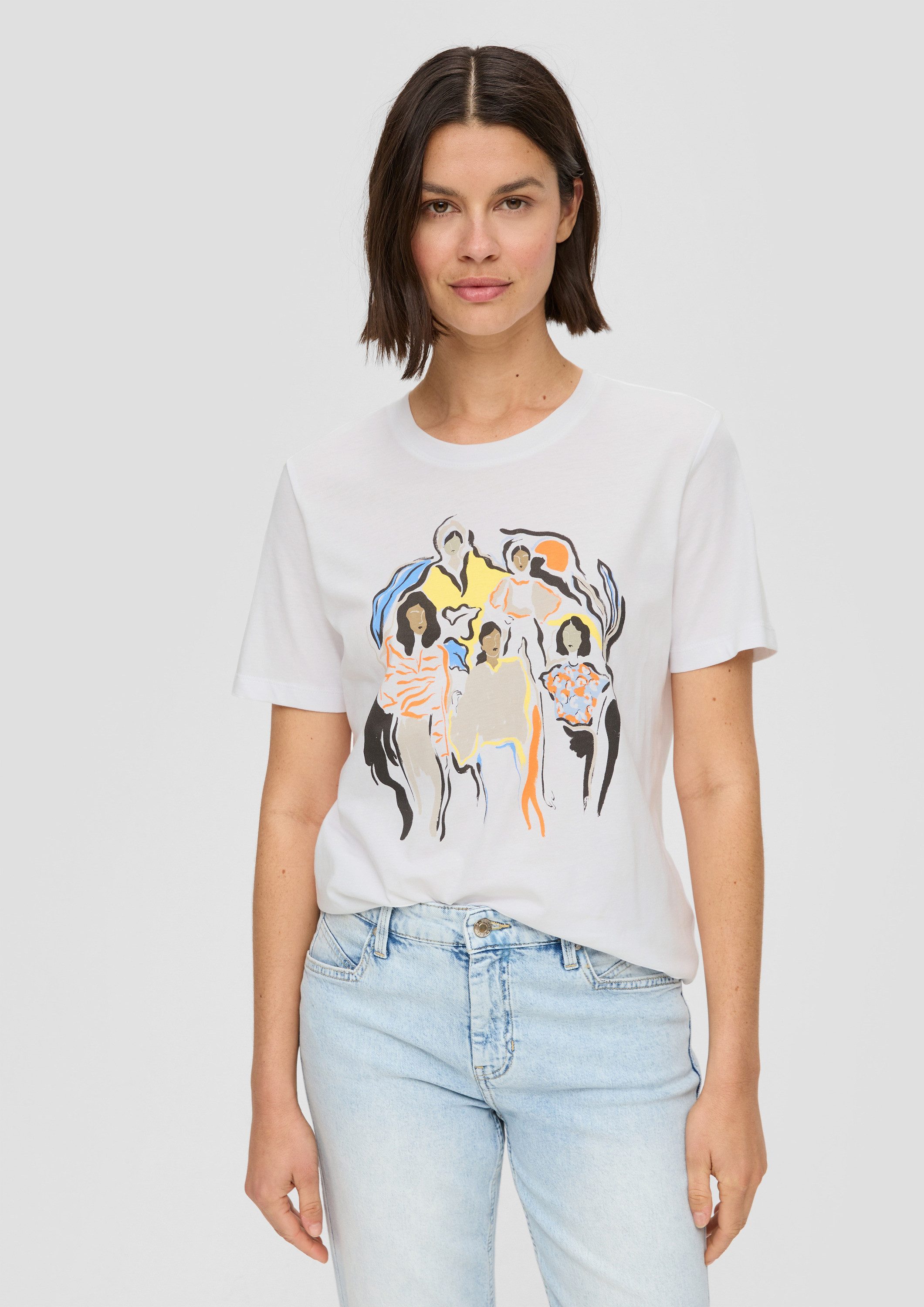 s.Oliver Kurzarmshirt T-Shirt T-Shirt aus Baumwolle mit Front- und Rückenprint