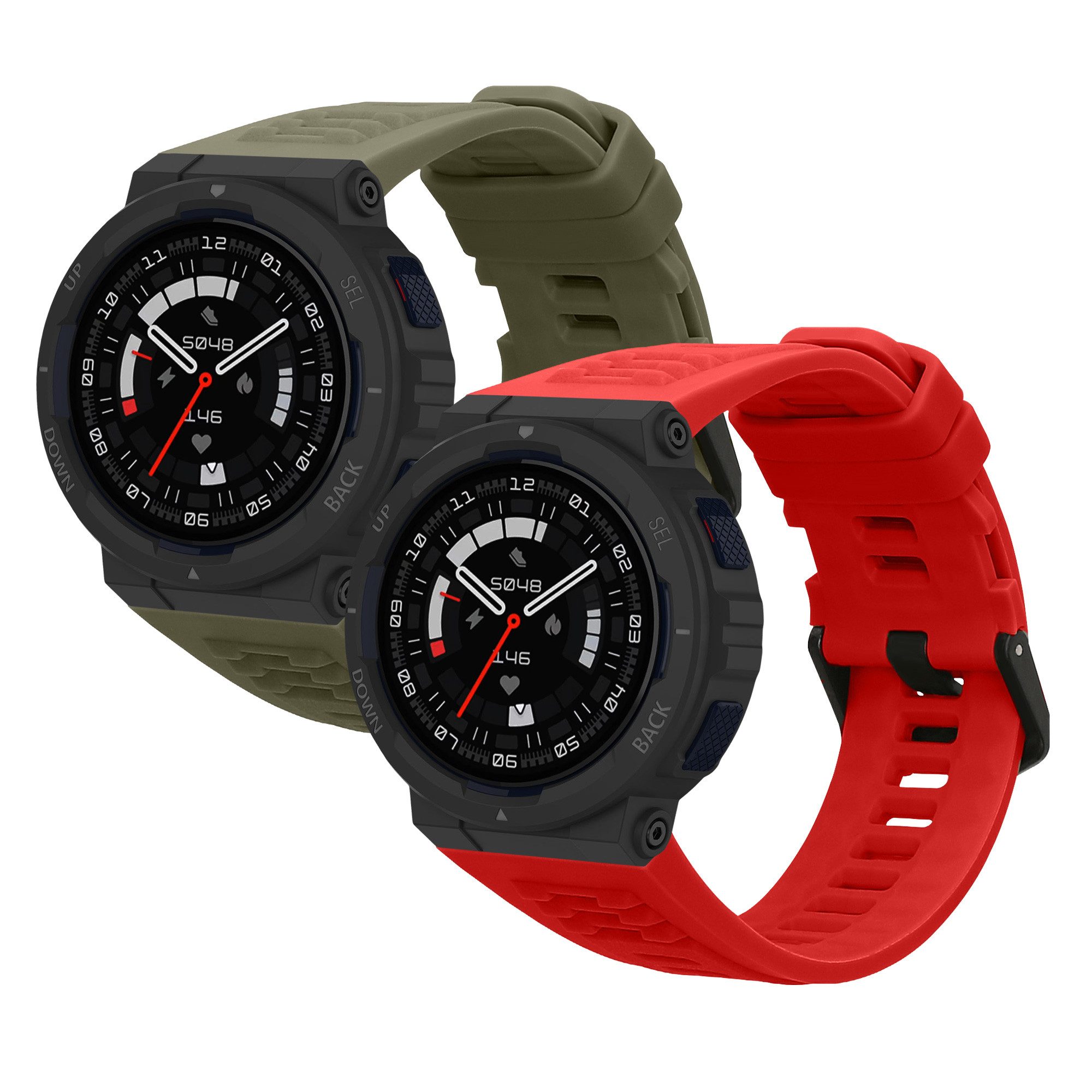 kwmobile 2x Uhrenarmband für Amazfit Active Edge (A2212) Armband Smartwatch, 2-tlg., Fitnesstracker Band Set aus TPU Silikon - Ersatzarmband Smartwatch