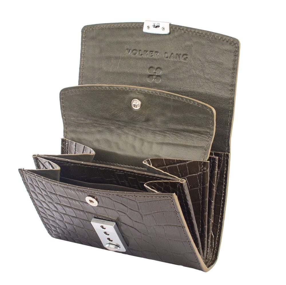 VOLKER LANG Kellnerbörse PENCE - Kleines Portemonnaie für Damen aus Leder, kompaktes Design