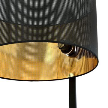 Licht-Erlebnisse Stehlampe ELINA, ohne Leuchtmittel, Stoff Metall E27 157 cm hoch in Schwarz Gold Modern Stehlampe