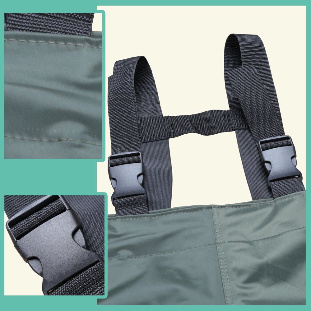 Clanmacy Schutzhose Wathose Anglerhose Wasserdicht Fischer Teichhose Gummi mit Stiefel