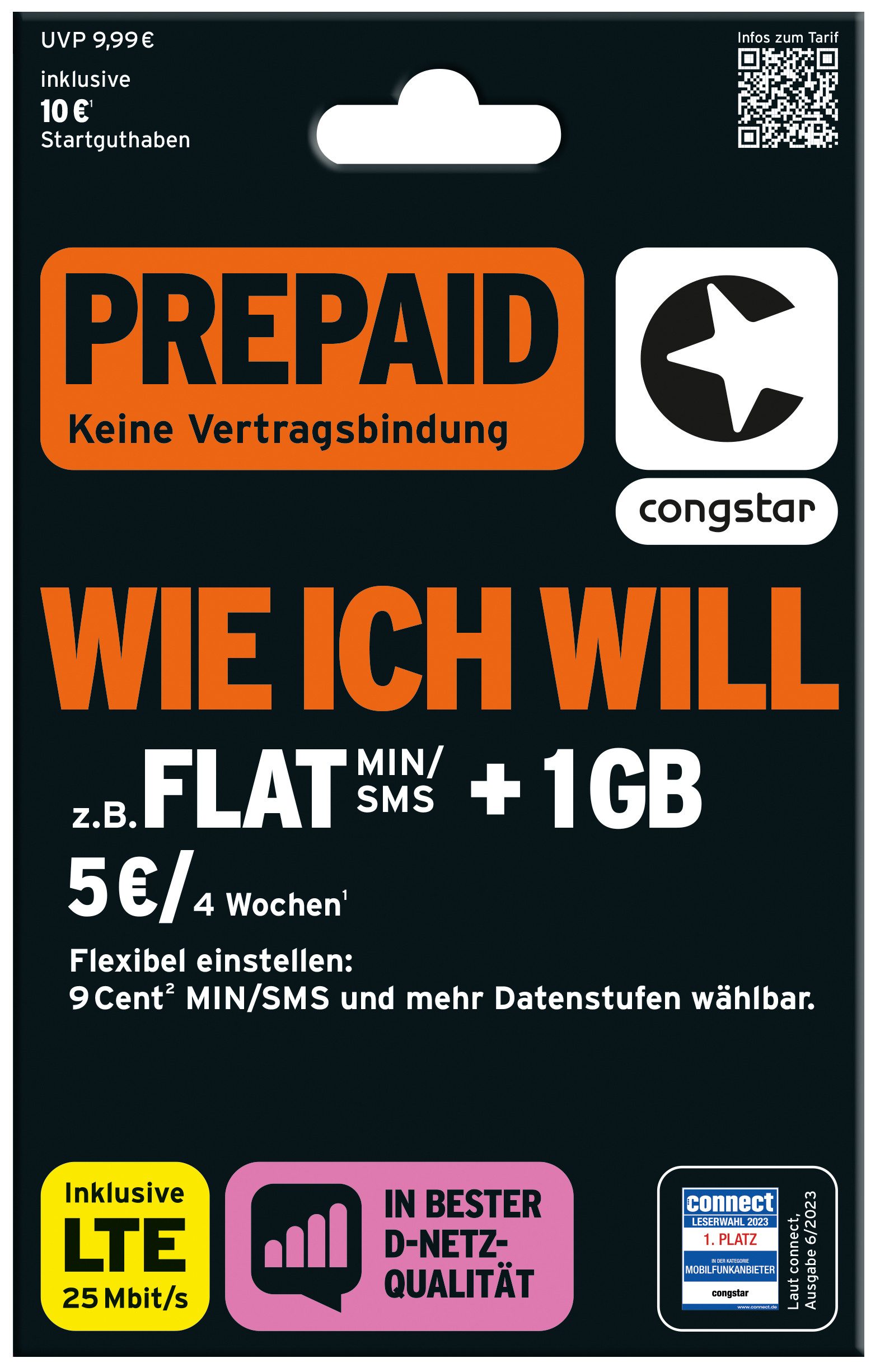 Congstar Prepaid "wie ich will" Sim-Karte Prepaidkarte