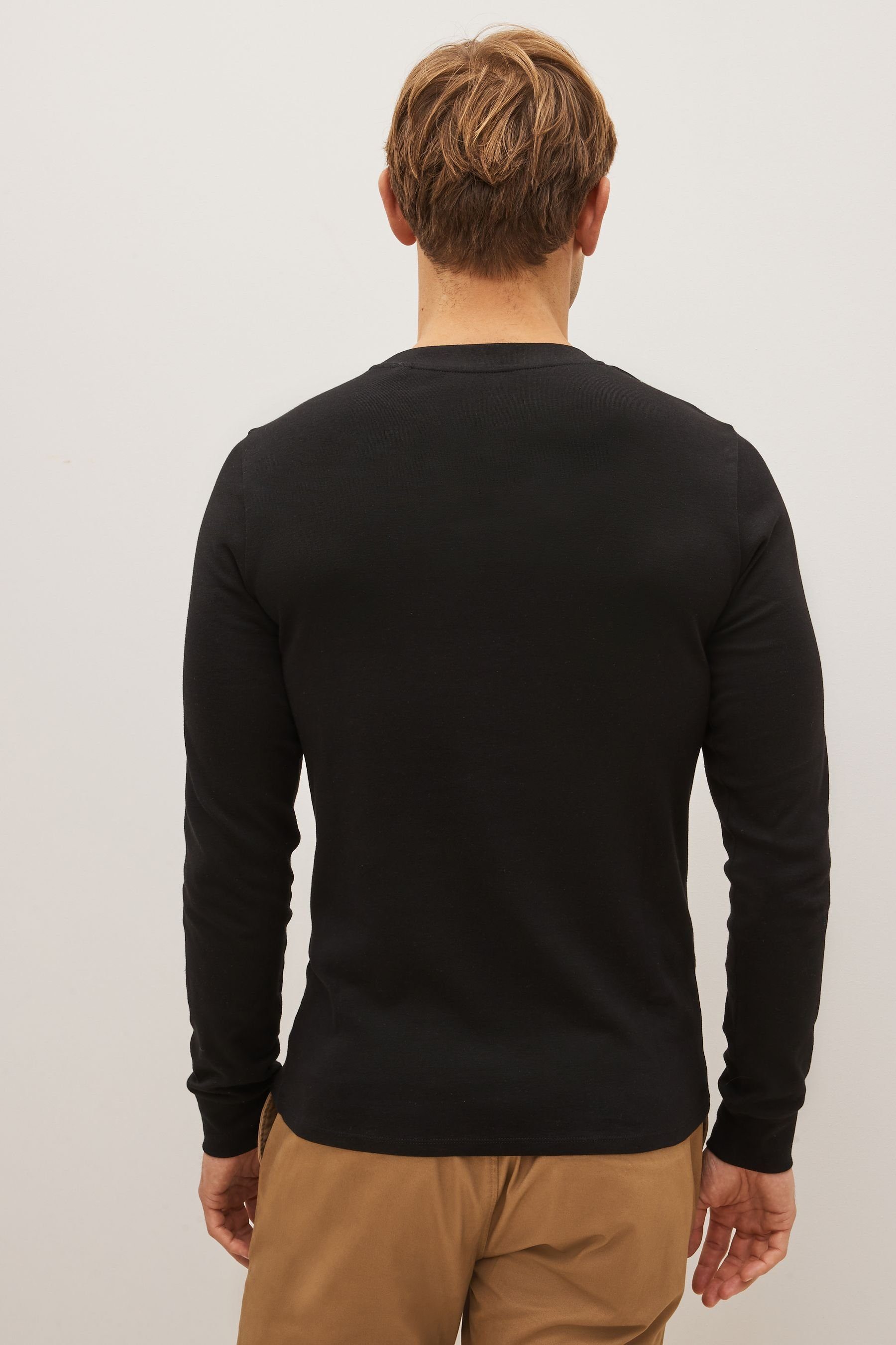 Shirt Langärmeliges im (1-tlg) Black Muscle-Fit Next Langarmshirt