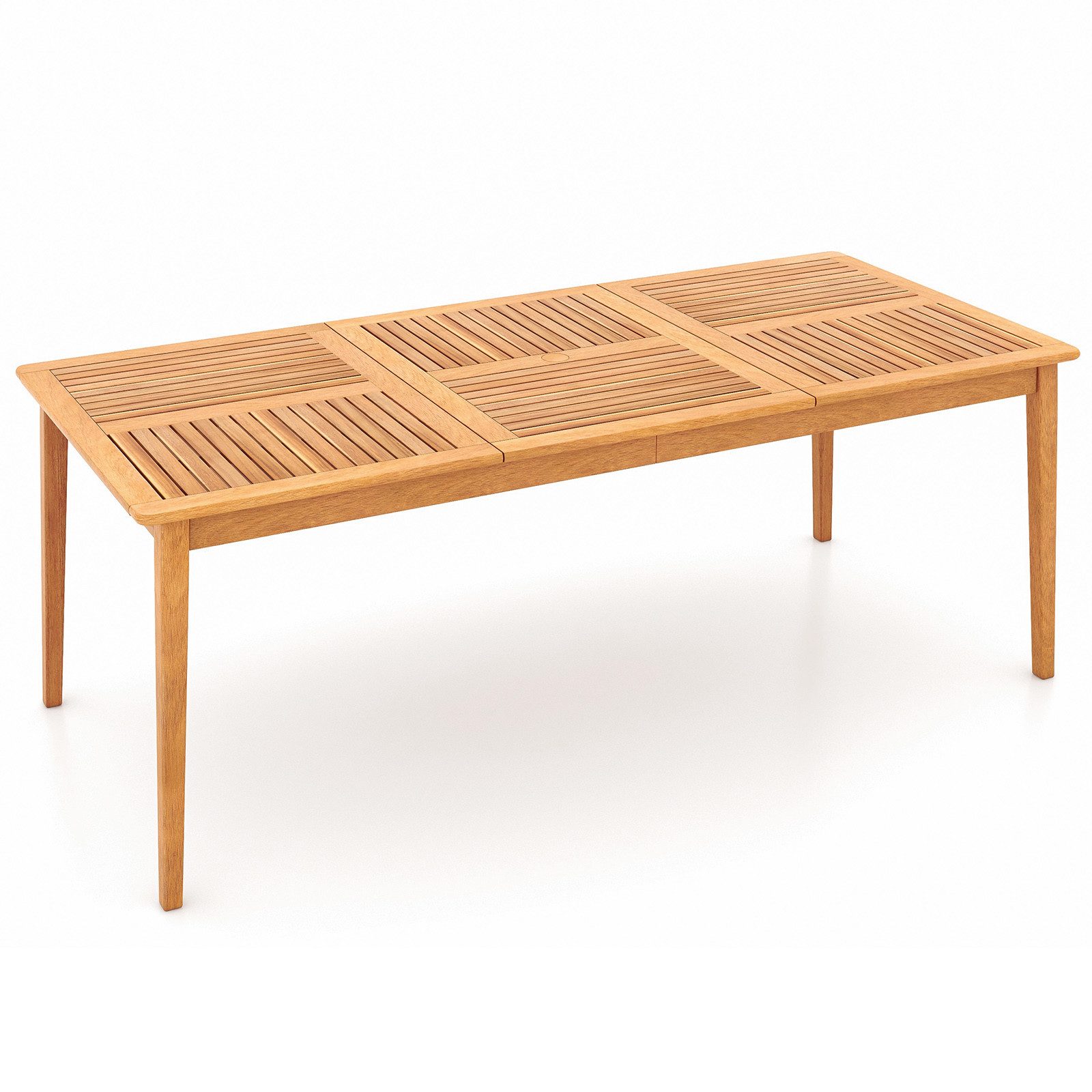 COSTWAY Gartentisch, mit Schirmloch, Akazienholz, 200x90cm, günstig online kaufen