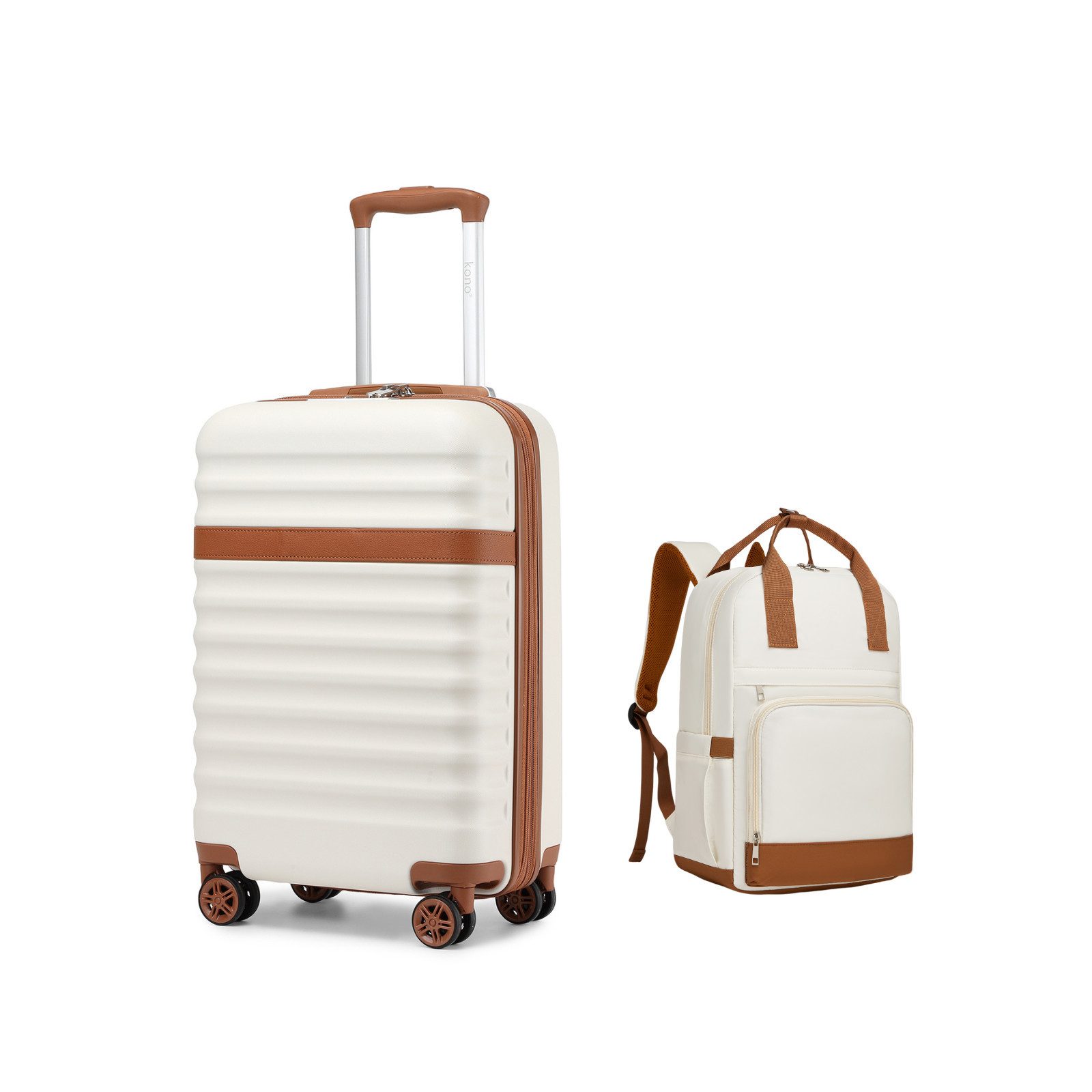 KONO Kofferset ABS+PC Hartschalen-Trolley (55/65/75 cm) + Laptop-Rucksack ( günstig online kaufen