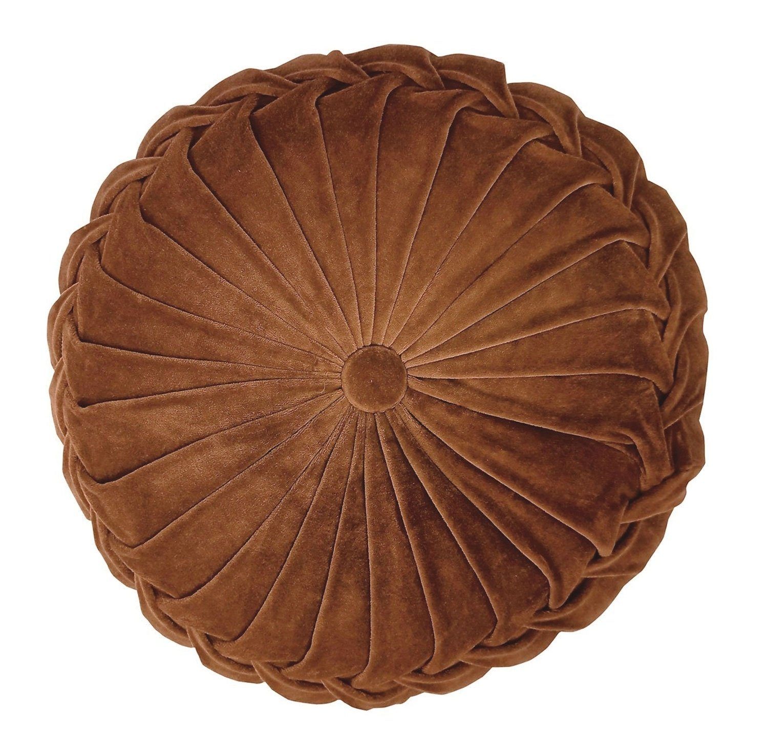 Dekokissen KANAN VELVET, Braun, Unifarben, Baumwolle, Ø 40 cm