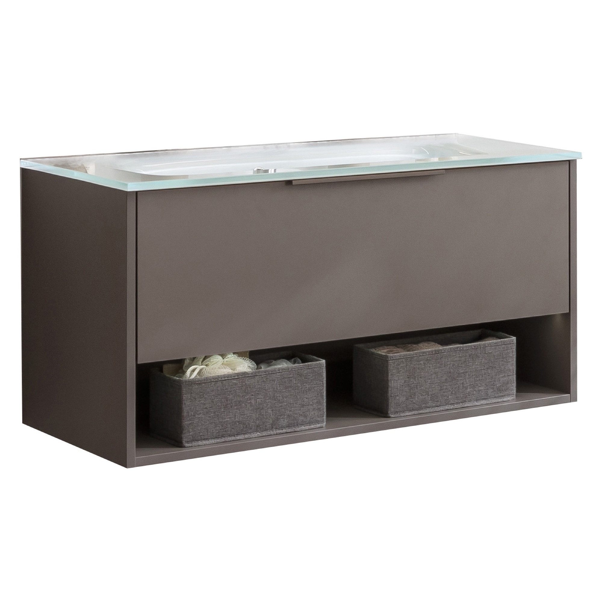 FACKELMANN Waschbeckenunterschrank B.Paris Badmöbelset mit Glas-Waschtisch