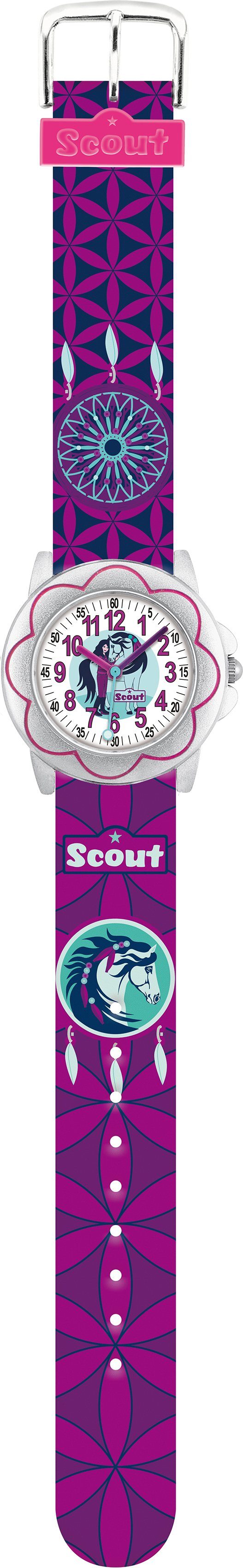 Scout Quarzuhr Star Kids, 280393034, ideal auch als Geschenk, Armband:  Kunstlederarmband mit Motiven der Scout-Serie, ca. 16 mm breit