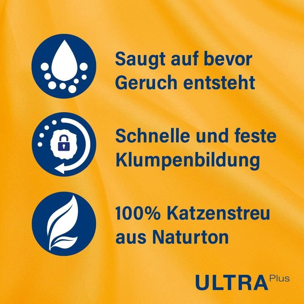 CATSAN Katzenstreu ULTRA Plus Klumpstreu 5l, sehr ergiebig & 100% natürliche Mineralstoffe