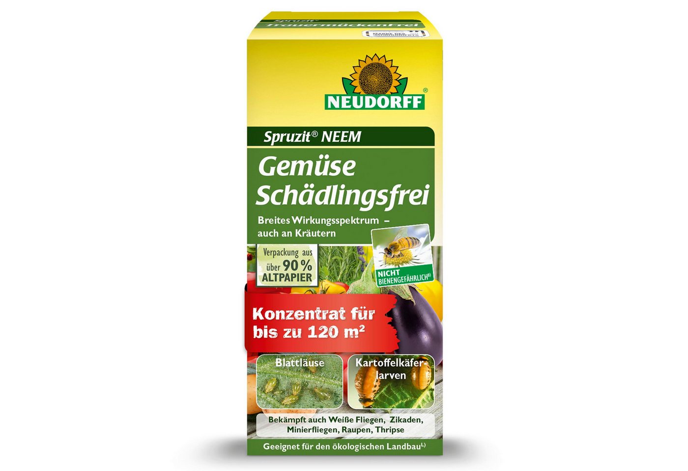 Neudorff Insektenspray Spruzit NEEM GemüseSchädlingsfrei 30 ml für 120 m², 30 ml, Teilsystemische Wirkung bis in schwer zugängliche Blattbereiche, Konzentrat gegen Schädlinge an Gemüse, Kräutern & Zierpflanzen, Breites Wirkungsspektrum gegen verschiedene Gemüseschädlinge