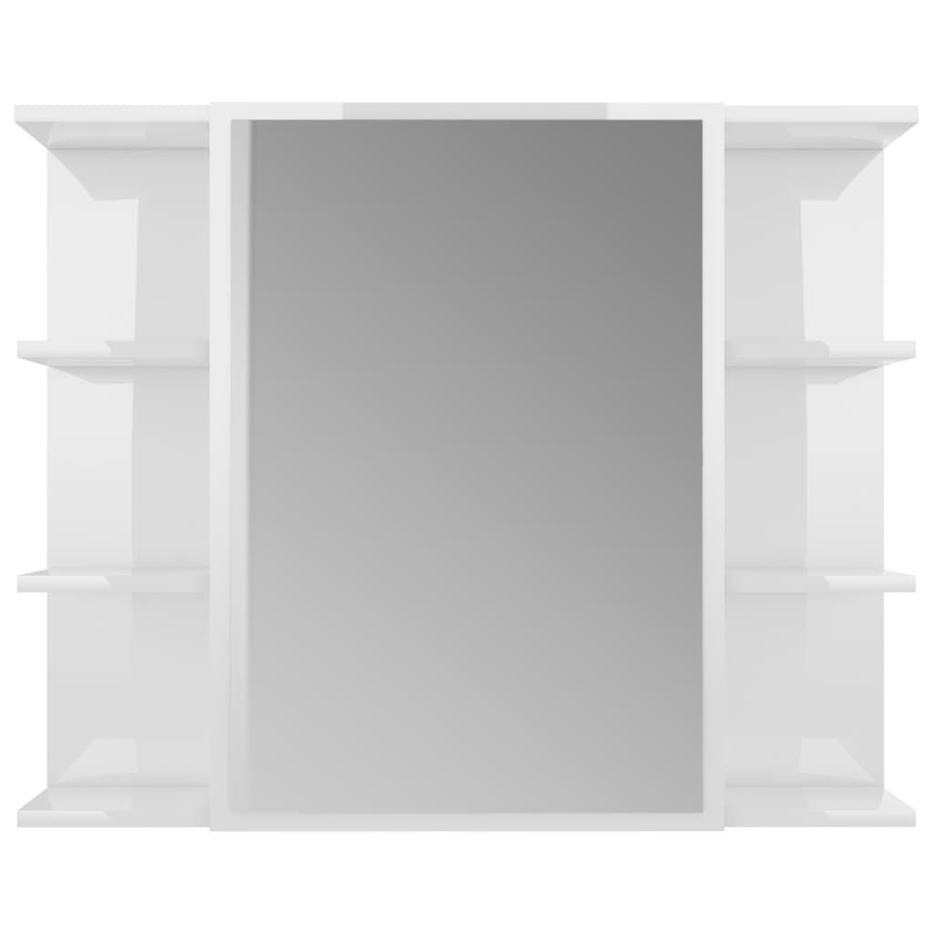 Bad-Spiegelschrank vidaXL 80x20,5x64 Holzwerkstoff Hochglanz-Weiß (1-St) cm Badezimmerspiegelschrank