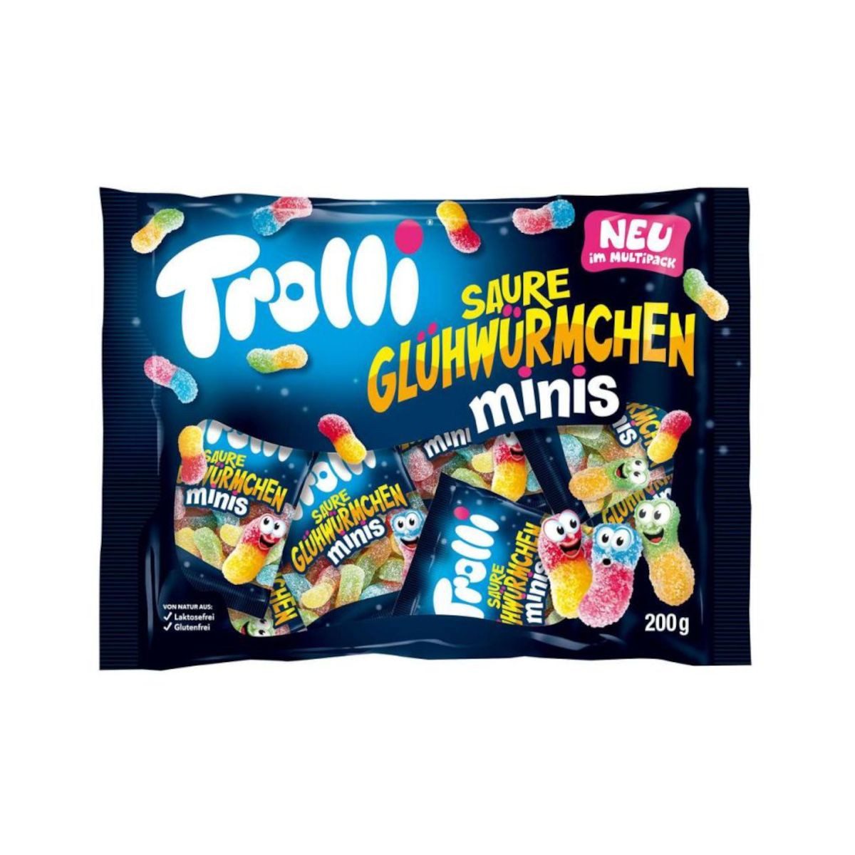 TROLLI Süßigkeit, Trolli Glühwürmchen sauer gezuckerte Fruchtgummi Minis 10x20g 200g