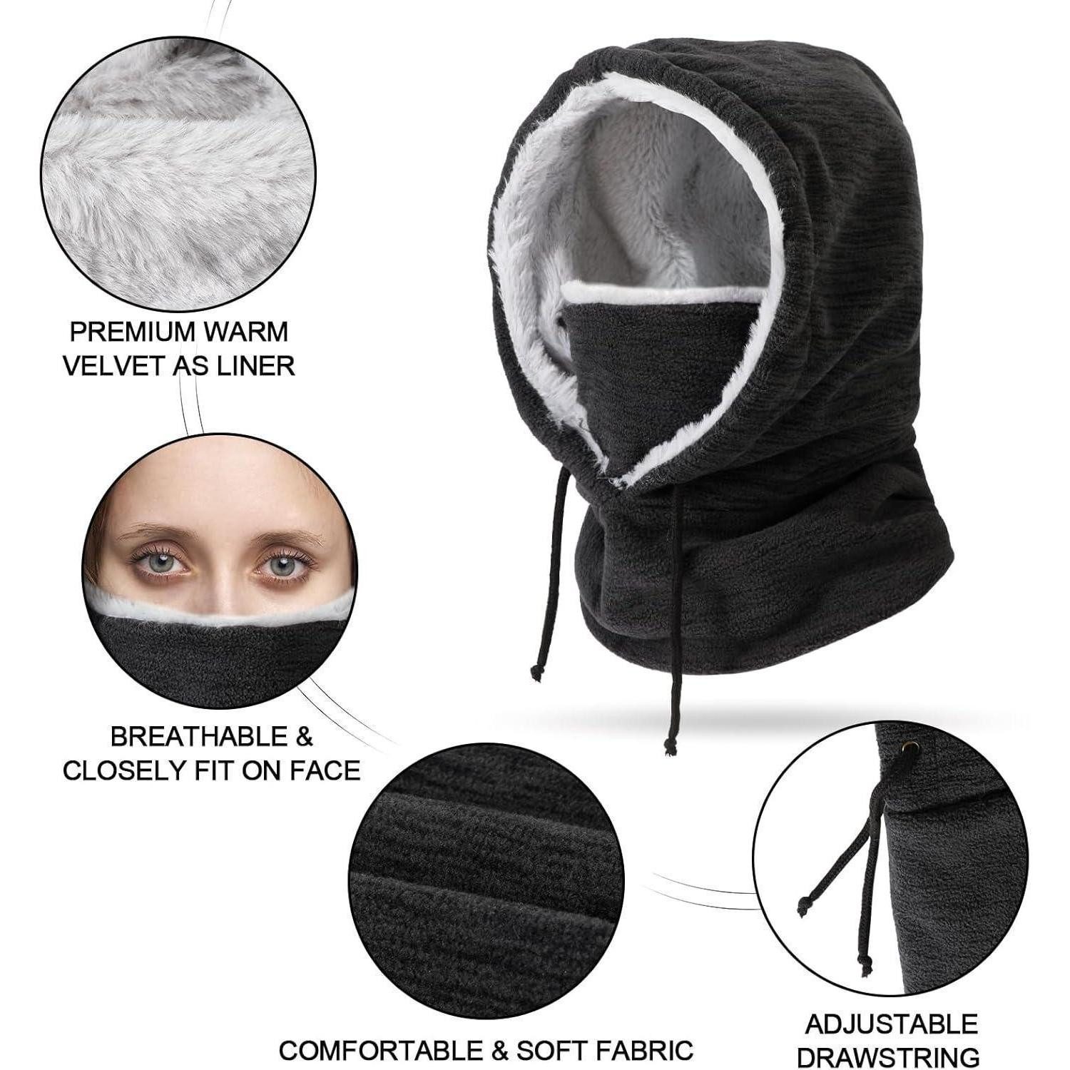 LuxusKollektion Sturmhaube Sturmhaube Balaclava Fleece Winddicht Einheitsgröße A-Schwarz-01 – Bild 3 von 5