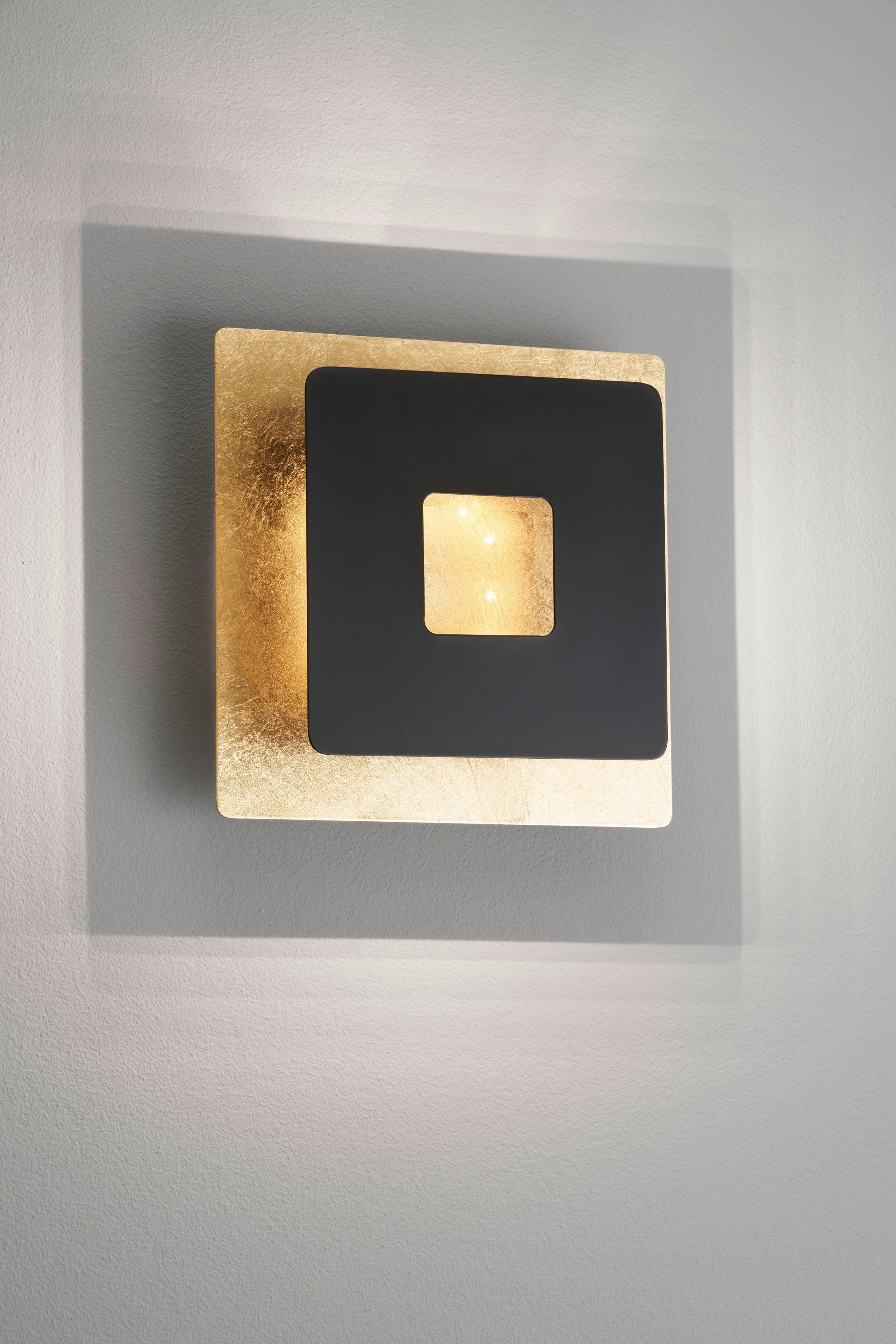 LED-Wandleuchte Hennes, Breite 18 cm, blattgold/schwarz günstig online kaufen