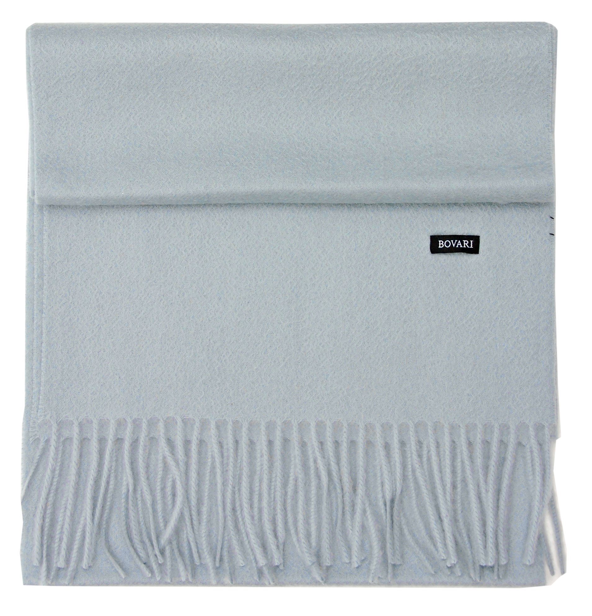 Bovari Kaschmirschal Kaschmir Schal Damen – 100% Kaschmir/Cashmere – Premium Qualität, 180 x 31 cm hellblau / pale blue