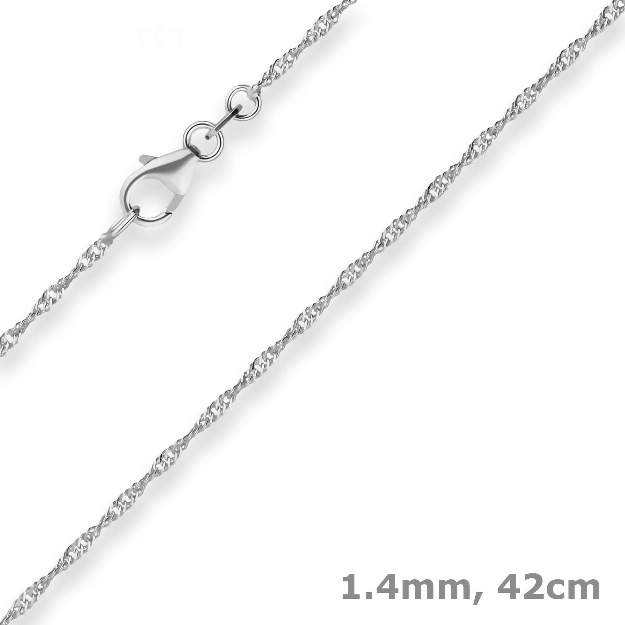 Goldkette 1,4mm Singapurkette aus 750 Weißgold 42cm