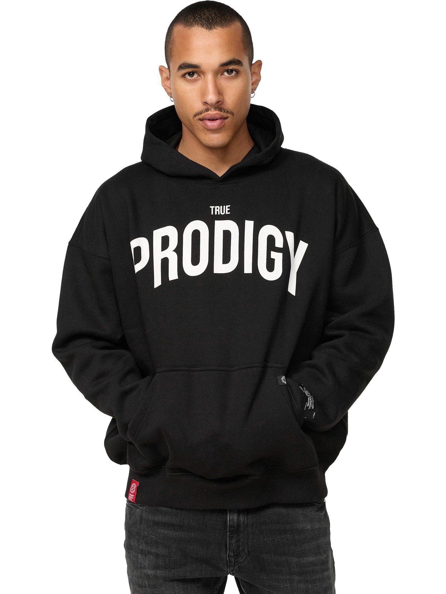 trueprodigy Hoodie Tobi Logoprint Kapuze Kängurutasche Black