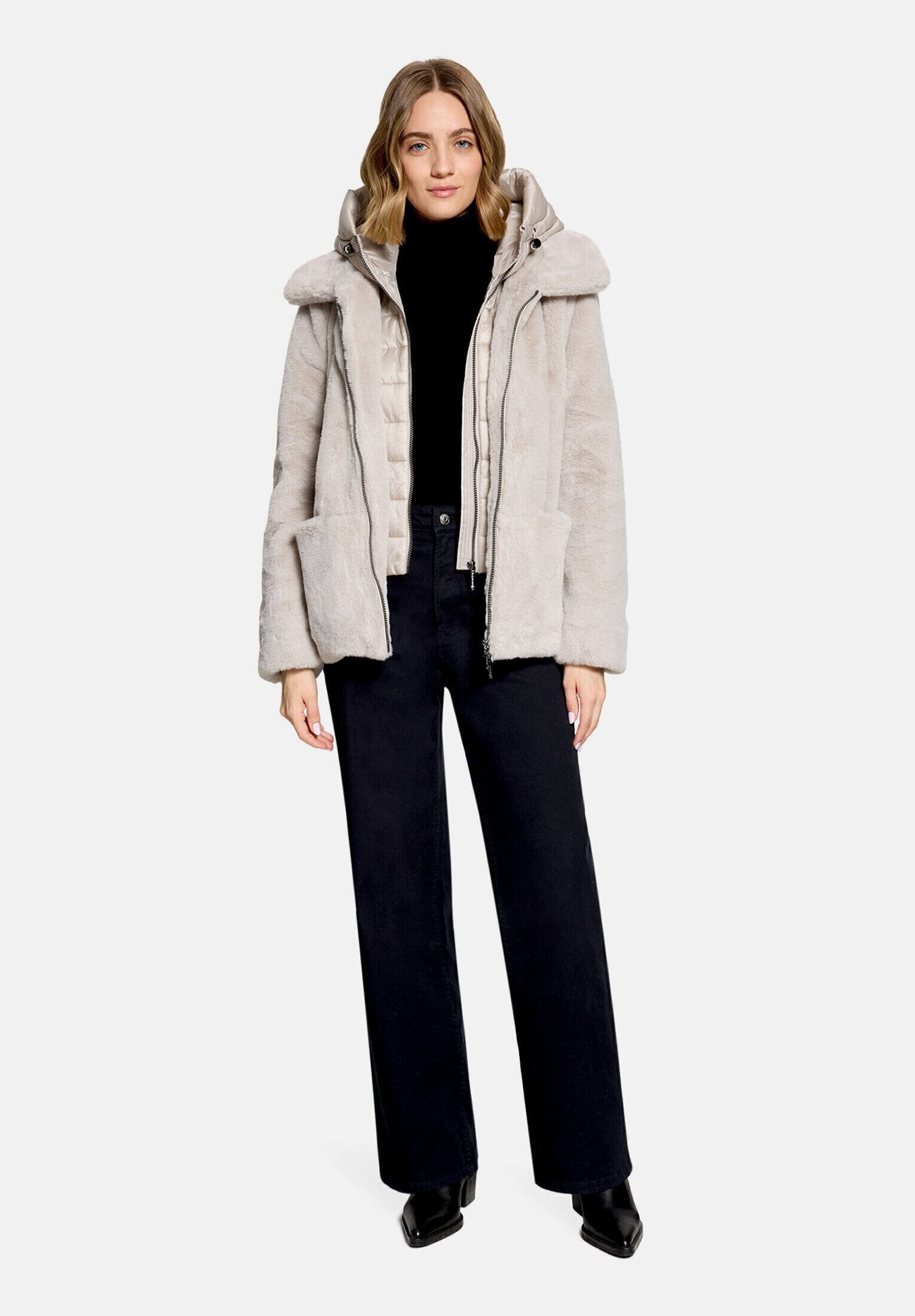 Amber & June Plüschjacke Damen mit abnehmbarem Westenteil