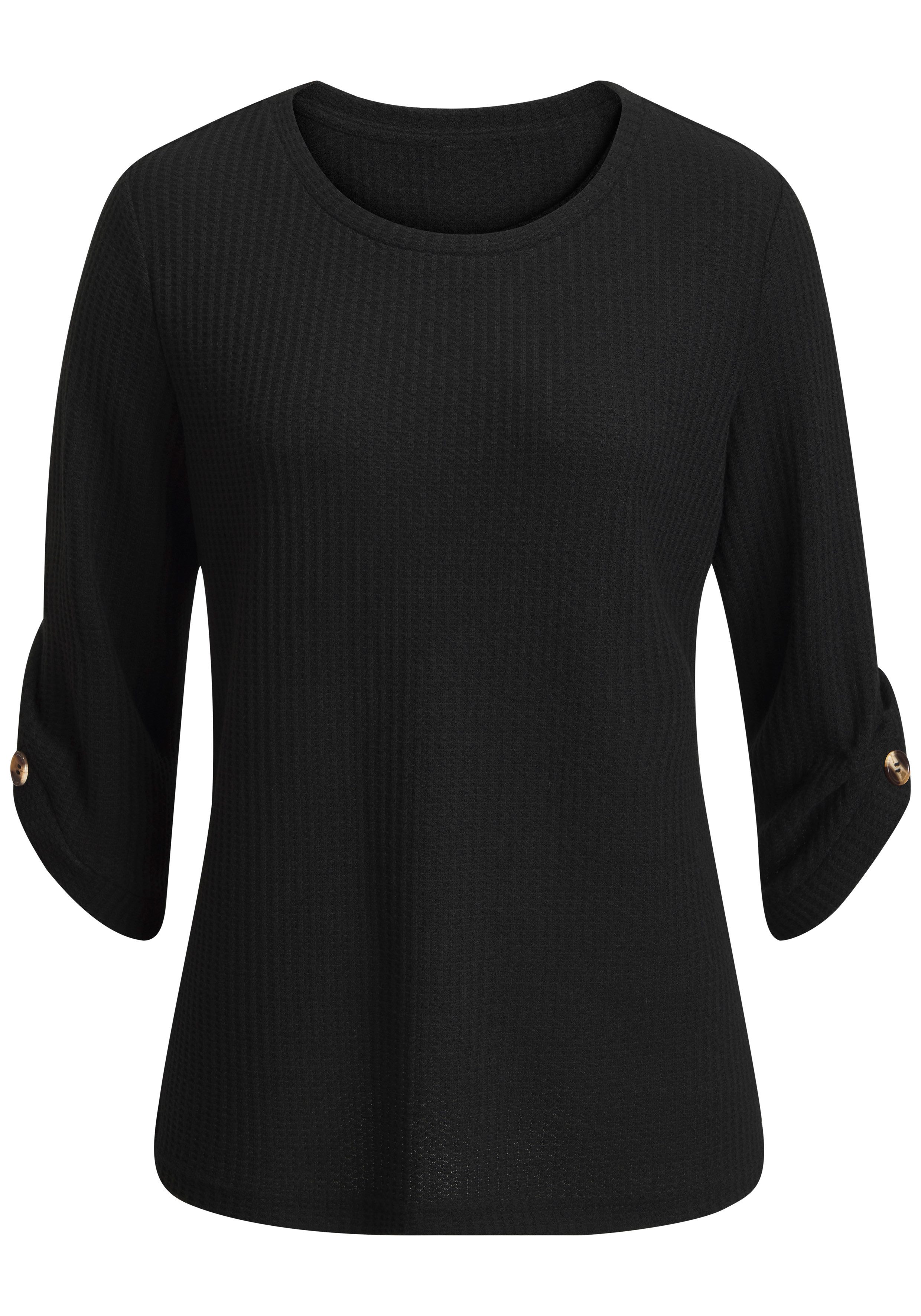 3/4-Arm-Shirt mit Knopfdetail
