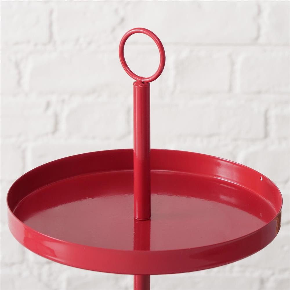BOLTZE Etagere Servierständer Samina Metall rot Höhe 34 cm, 2-stöckig rund freistehend Obstständer Gebäckständer