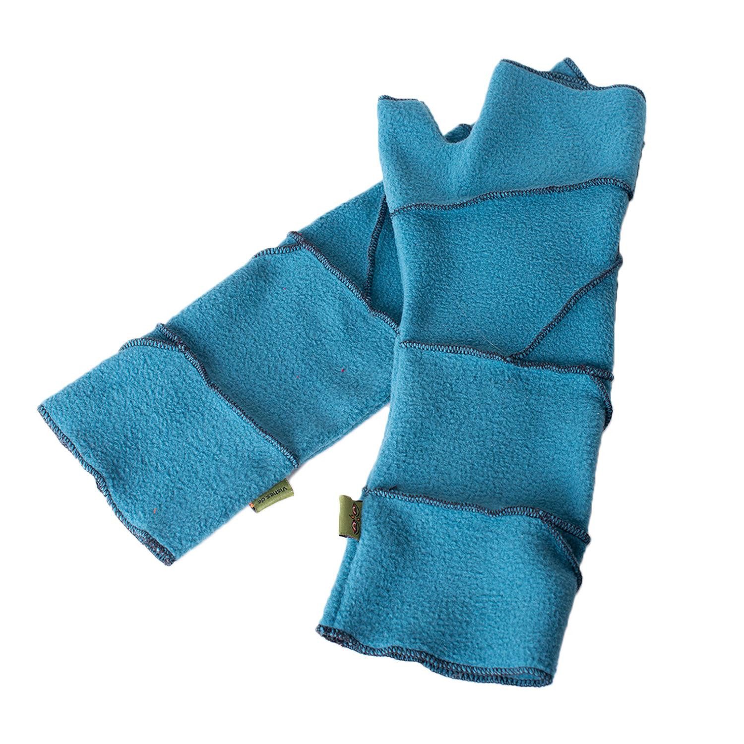 Vishes Armstulpen Warme Patchwork Fleece Handstulpen mit farblich abgesetzten Nähten Alternative Bekleidung, Ethno, Hippie, Retro Style