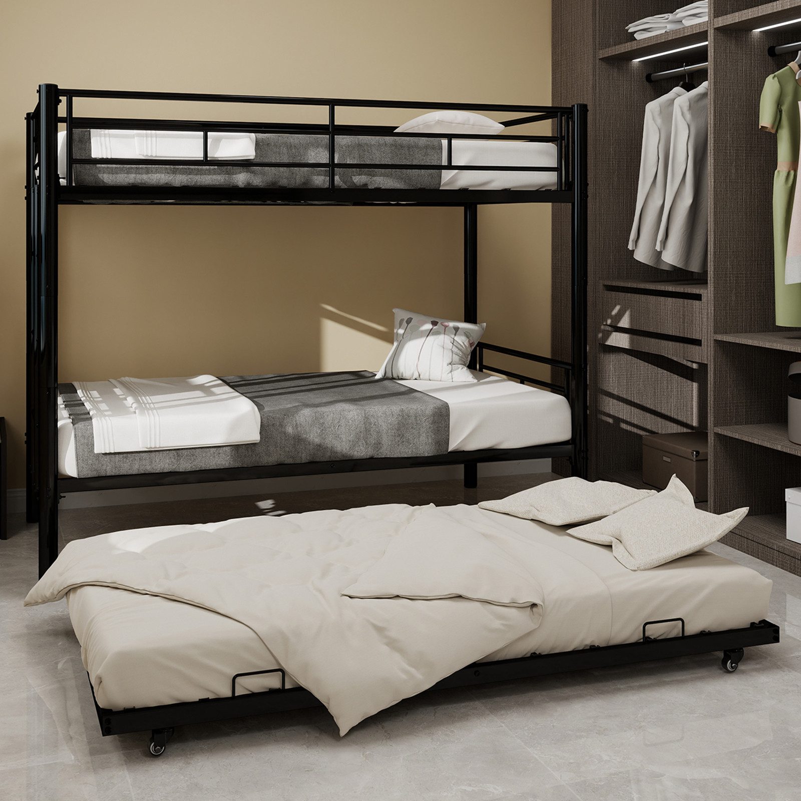 Odikalo Etagenbett Kinderbett Metallbett Hochbett Ausziehbett Leiter 90x190 günstig online kaufen