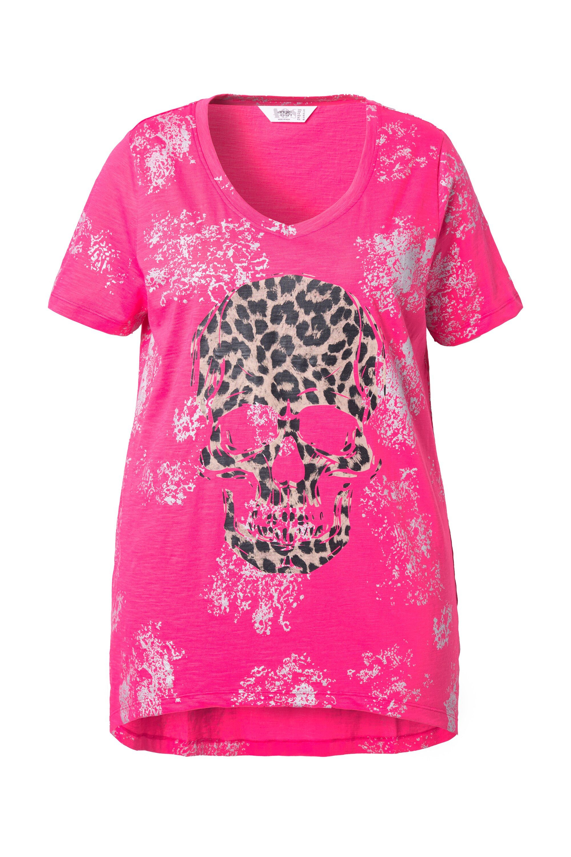 Angel of Style T-Shirt T-Shirt Leo-Totenkopf V-Ausschnitt Halbarm günstig online kaufen