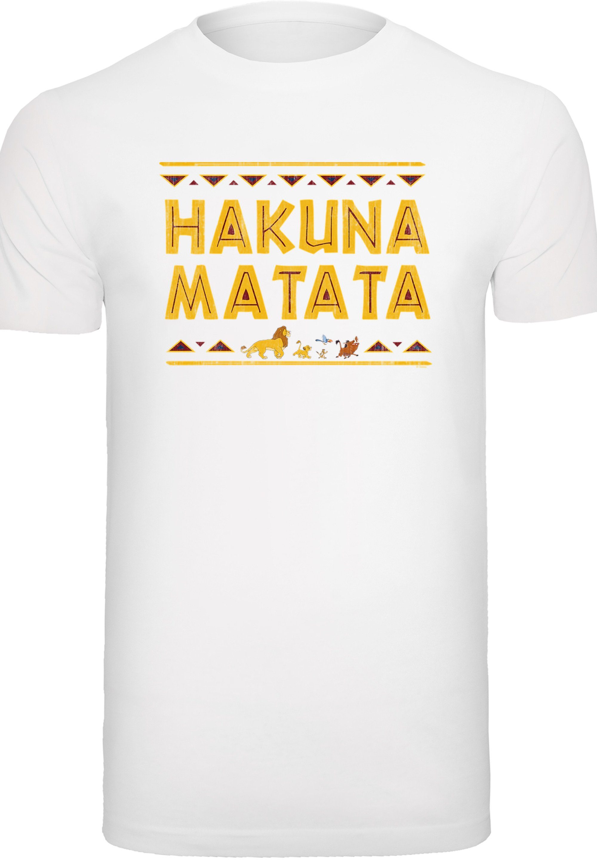 F4NT4STIC T-Shirt Disney König der Matata weiß Herren,Premium Merch,Regular-Fit,Basic,Bedruckt Hakuna Löwen