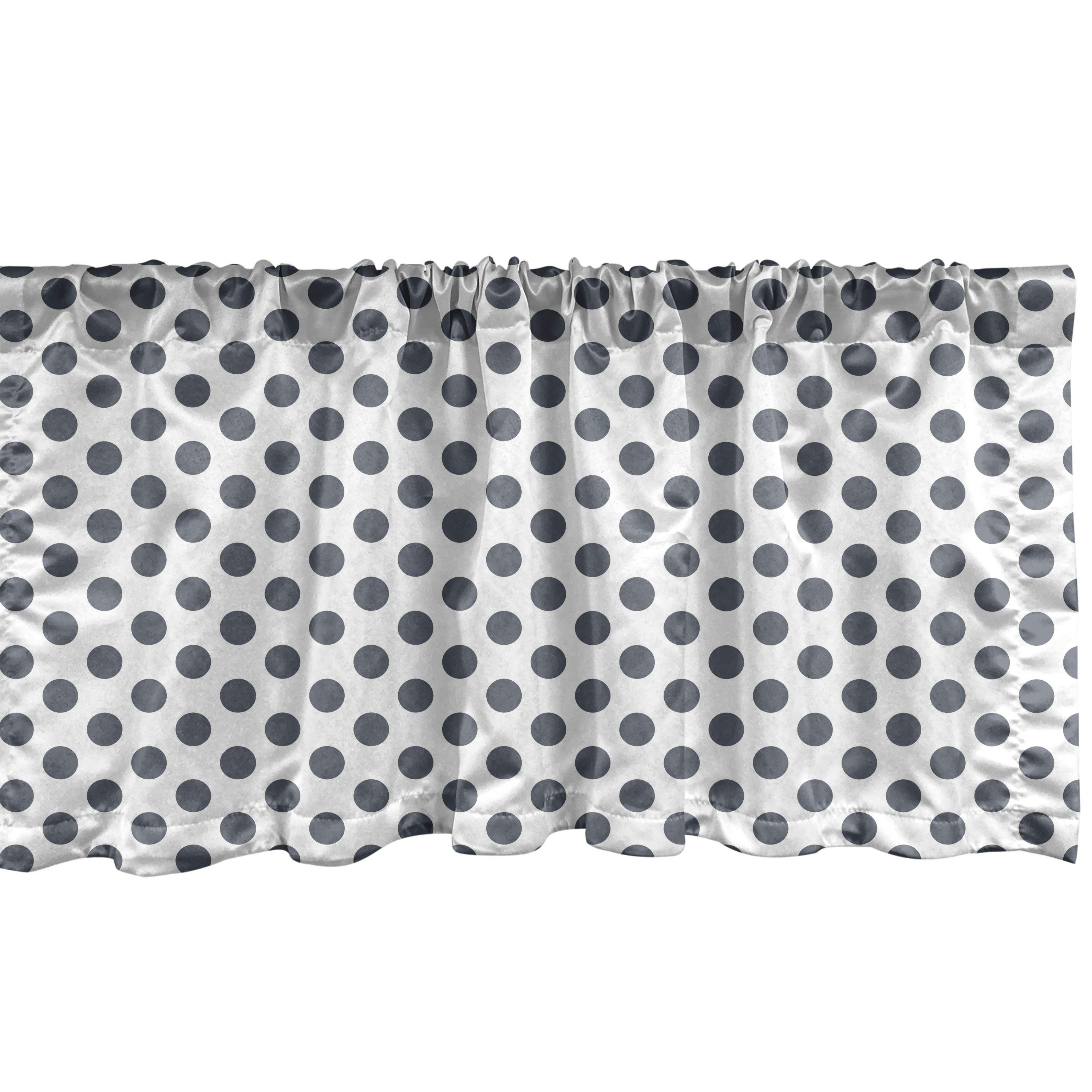 Scheibengardine Vorhang Volant für Küche Schlafzimmer Dekor mit Stangentasche, Abakuhaus, Microfaser, Schwarz-Weiss Vintage Sketch Dots