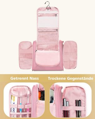 MULISOFT Kulturbeutel Portable Reise Kulturtasche Damen, Herren, großvolumig Wasserdicht mit Aufhängehaken Reise Kulturbeutel (Rosa)