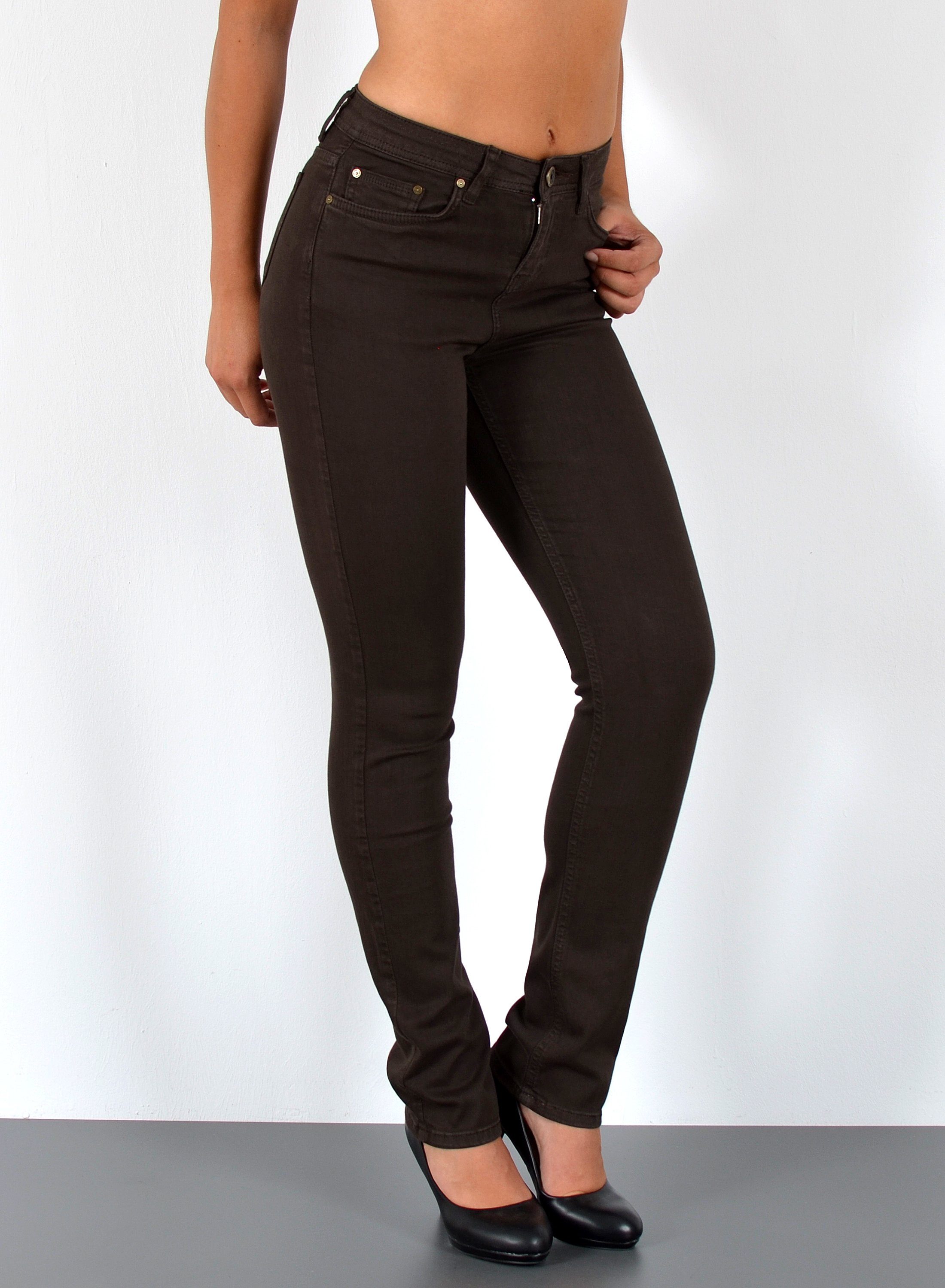 ESRA Straight-Jeans Stretch Jeans Straight Fit Damen Regular Hose High Wais günstig online kaufen