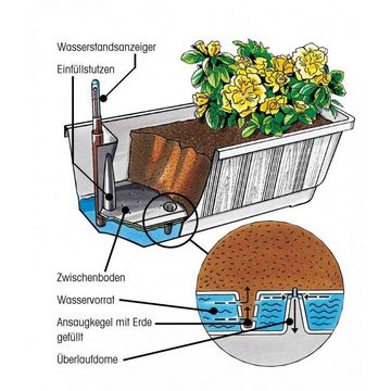 Geli Blumenkasten Blumenkasten AQUA TOSCANA Wasserspeicher Balkon alle Größen und Farben