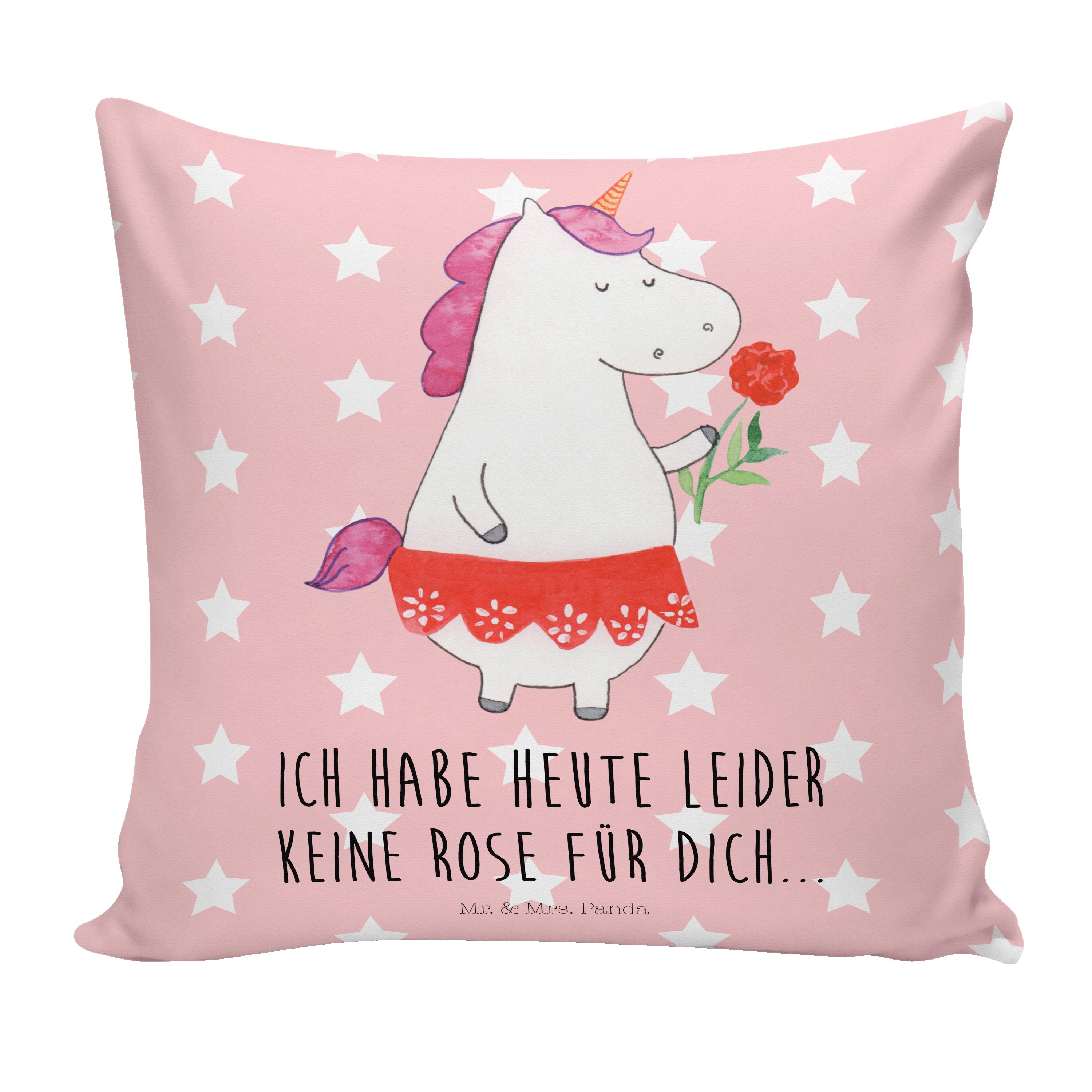 Mr. & Mrs. Panda Dekokissen Einhorn Dame - Rot Pastell - Geschenk, Kopfkissen, Kissenhülle, Schlu