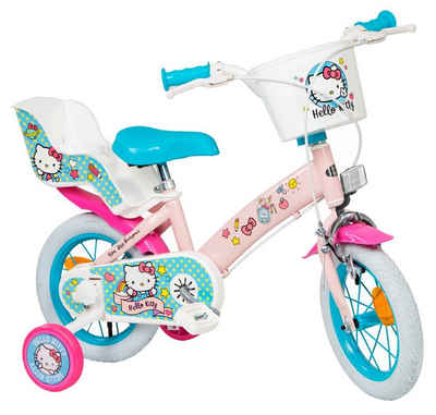 Toimsa Bikes Kinderfahrrad 12 Zoll Kinder Mädchen Fahrrad Kinderrad Rad Bike Hello Kitty 1249, 1 Gang, Puppensitz, Korb, Stützräder