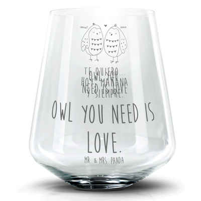 Mr. & Mrs. Panda Cocktailglas Eulen Liebe - Transparent - Geschenk, romantisch, All you need is lov, Premium Glas, Personalisierbar