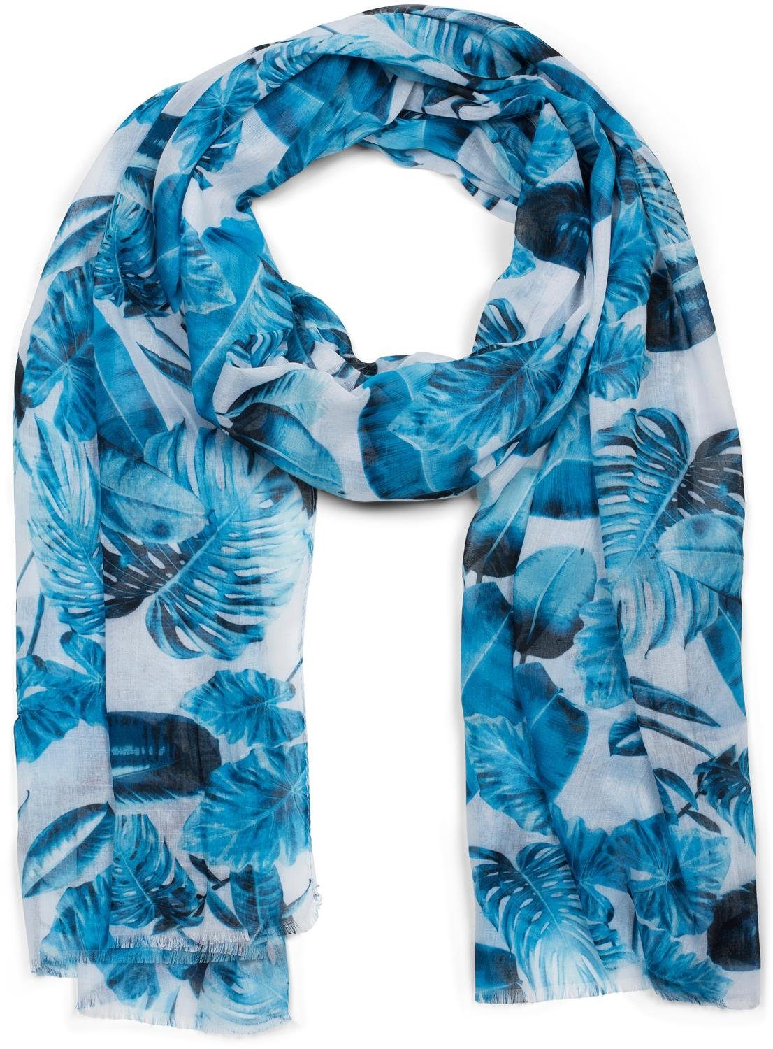styleBREAKER Modeschal, (1-St), Schal mit Palmen Blätter Muster Blau | Modeschals