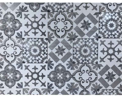 Fußmatte SOFT VINTAGE Bodenbelag Kachel Polyester grau weiß 65x100 cm, matches21 HOME & HOBBY, rechteckig, Höhe: 2.2 mm