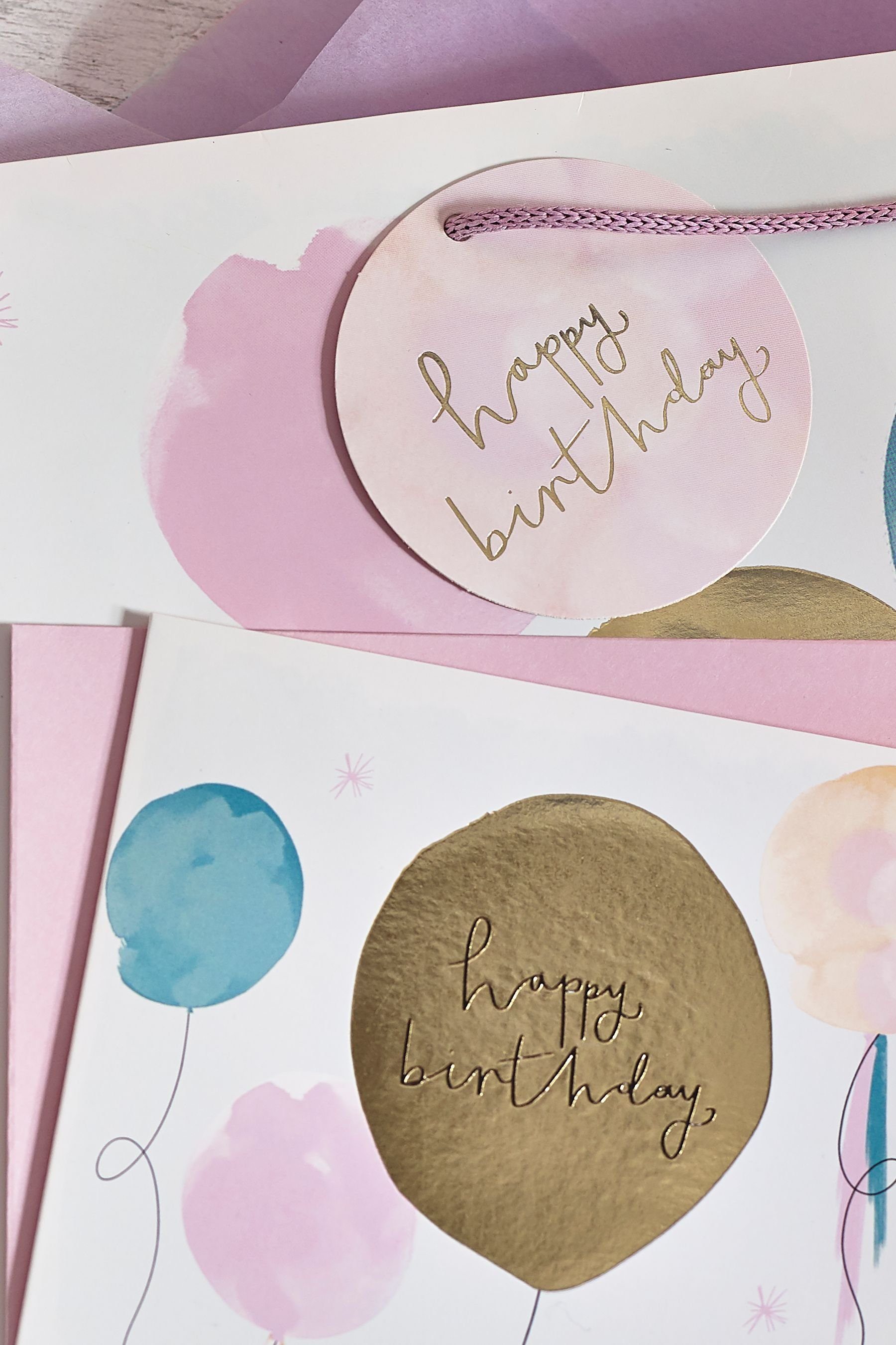 Next Geschenkpapier Pastell-Ballon Geschenktasche und Karte im Set, (1St)