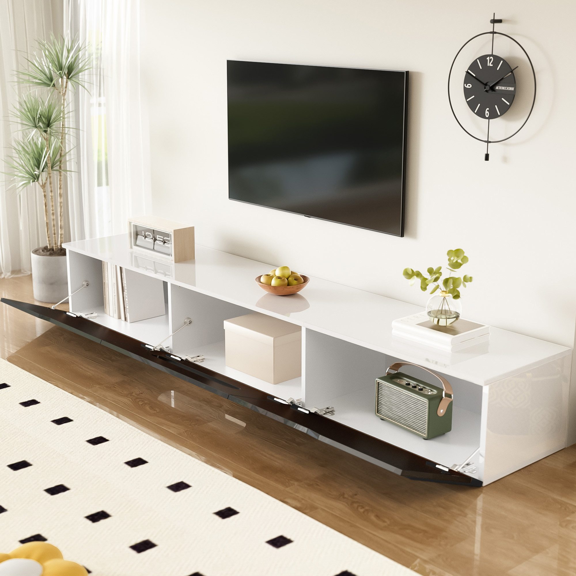 HAUSS SPOLE TV-Schrank Hochglanzoberfläche, mit LED-Beleuchtung, wandmontie günstig online kaufen