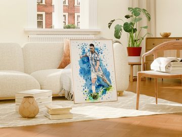 JUSTGOODMOOD Poster Premium ® Lionel Messi Fußball Poster · Wasserfarben · ohne Rahmen