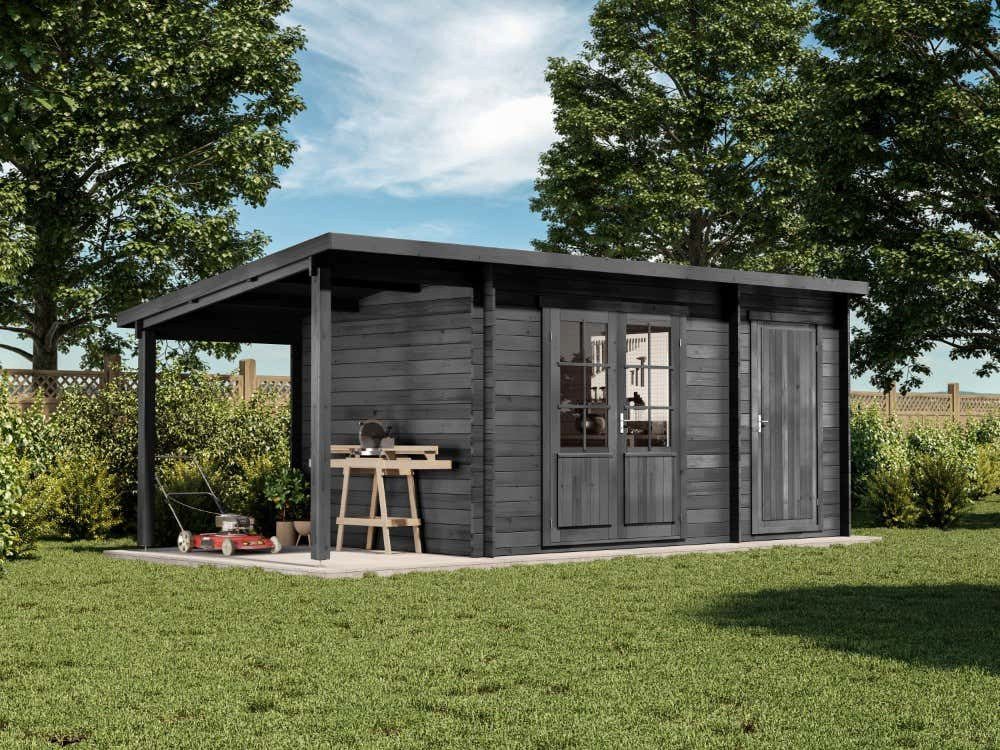Alpholz Gartenhaus Holz Maria mit Anbau günstig online kaufen