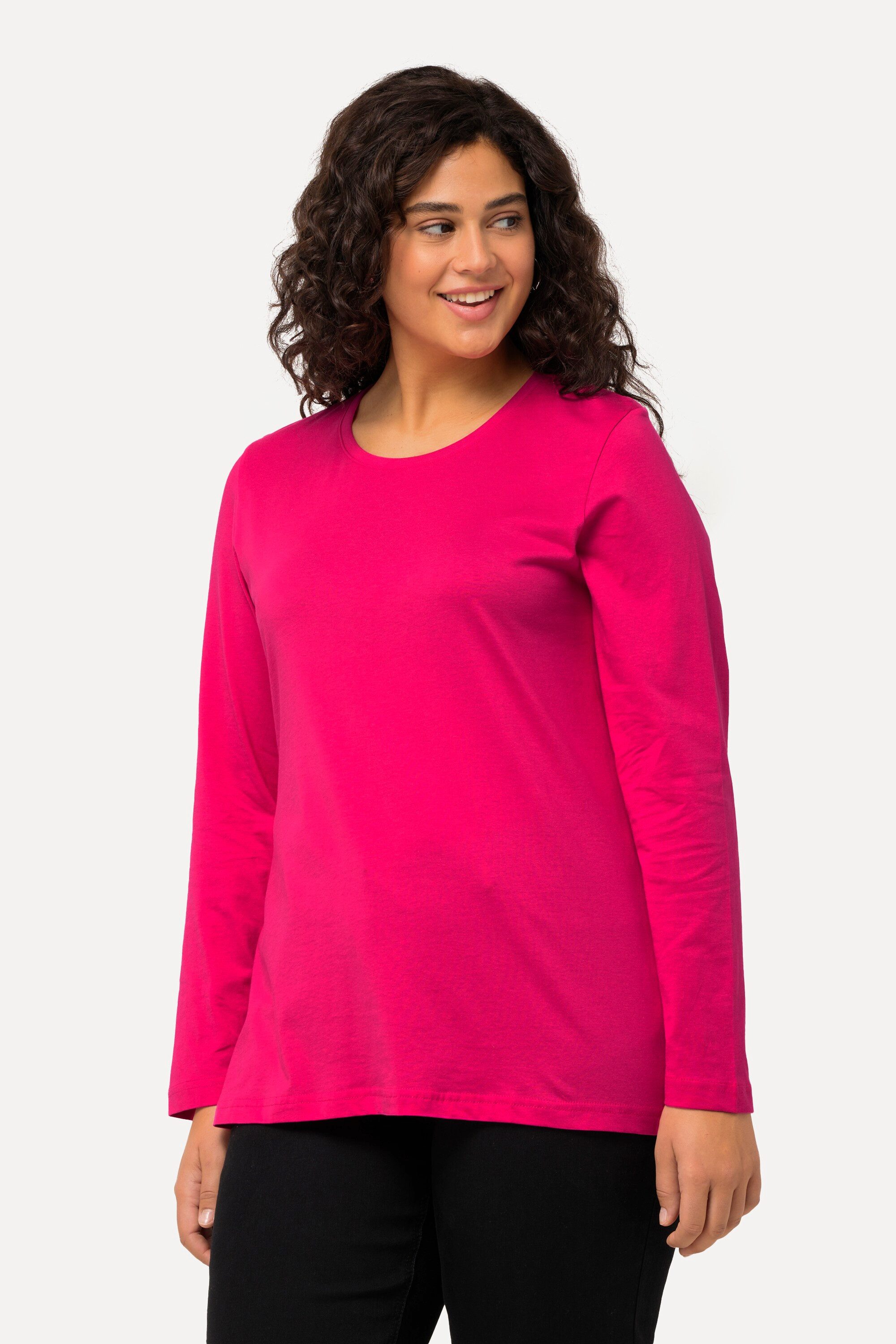 Ulla Popken T-Shirt bis 64 Oberteil Langarmshirt Basic Langarm günstig online kaufen
