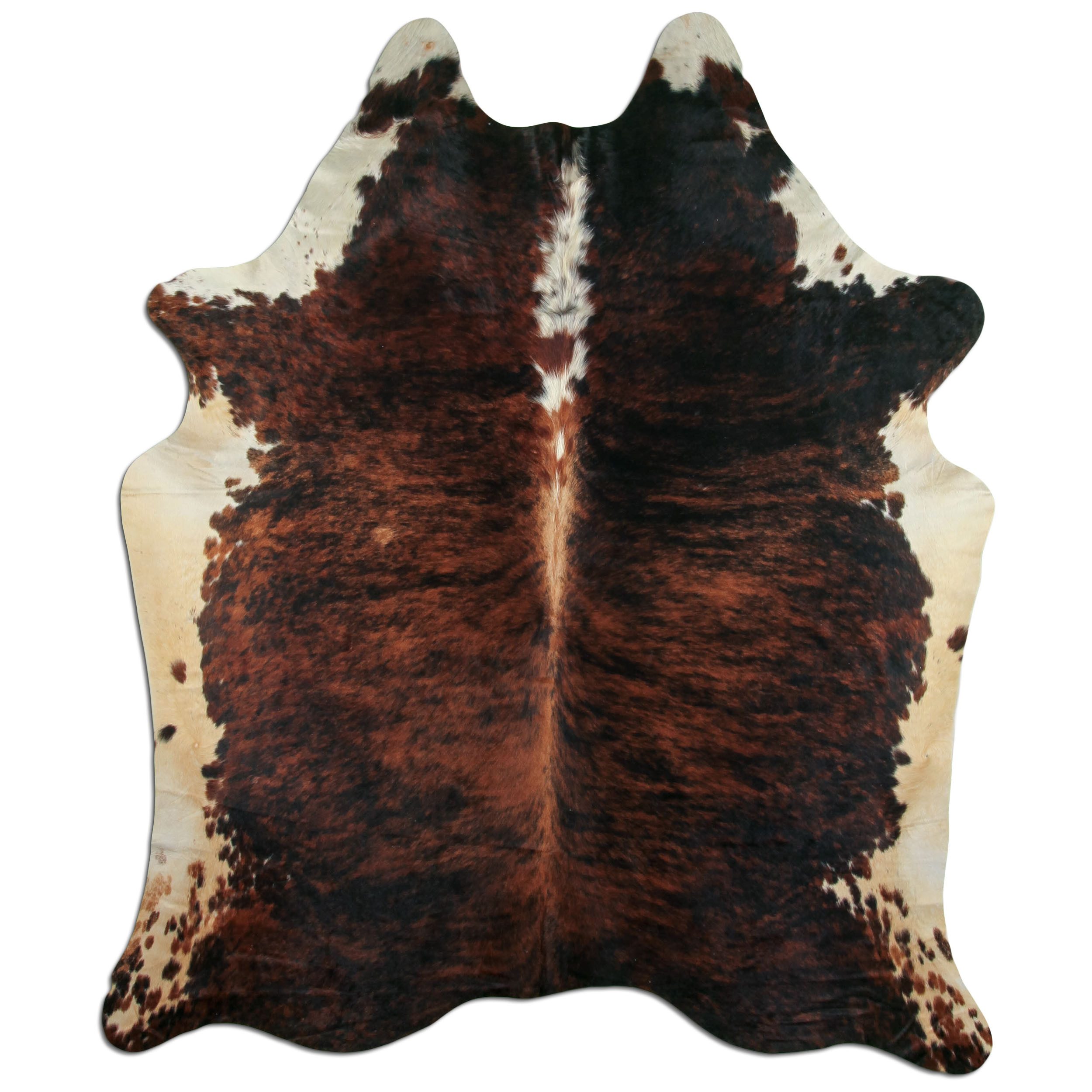 Livorio Fellteppich L180 x B230 cm - braun schwarz weiß, Kuhfell, Premium Kuhfell Teppich, Rinderfell, Echtfell
