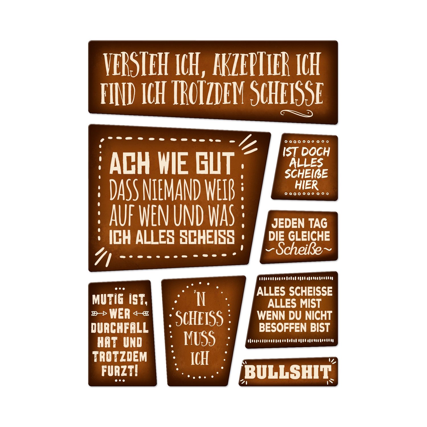 speecheese Magnet Statement Kühlschrankmagnete im 8er Set zum Thema: Alles scheiße Tag