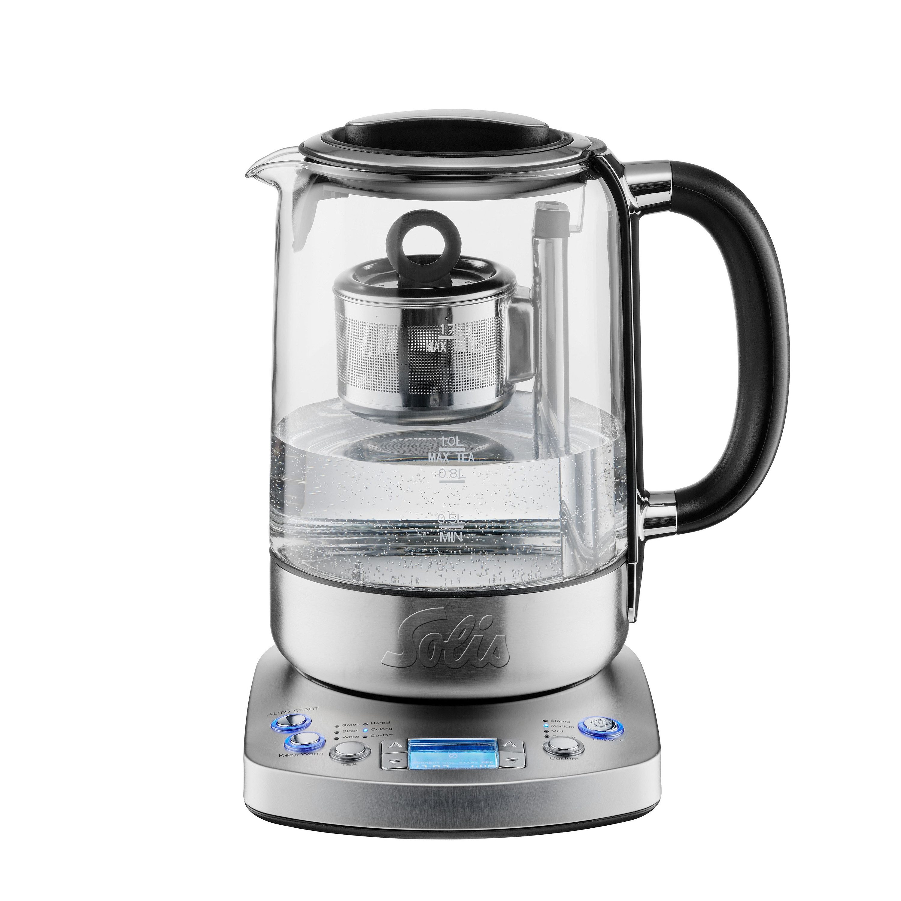 SOLIS OF SWITZERLAND Wasserkocher Teekocher, Typ 5518, 1,7 l, 2200 W, Teesieb, Wasserstandsanzeige, Warmhaltefunktion