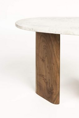 Trendmöbel24 Beistelltisch Beistelltisch TANDA aus Akazienholz mit Marmortischplatte