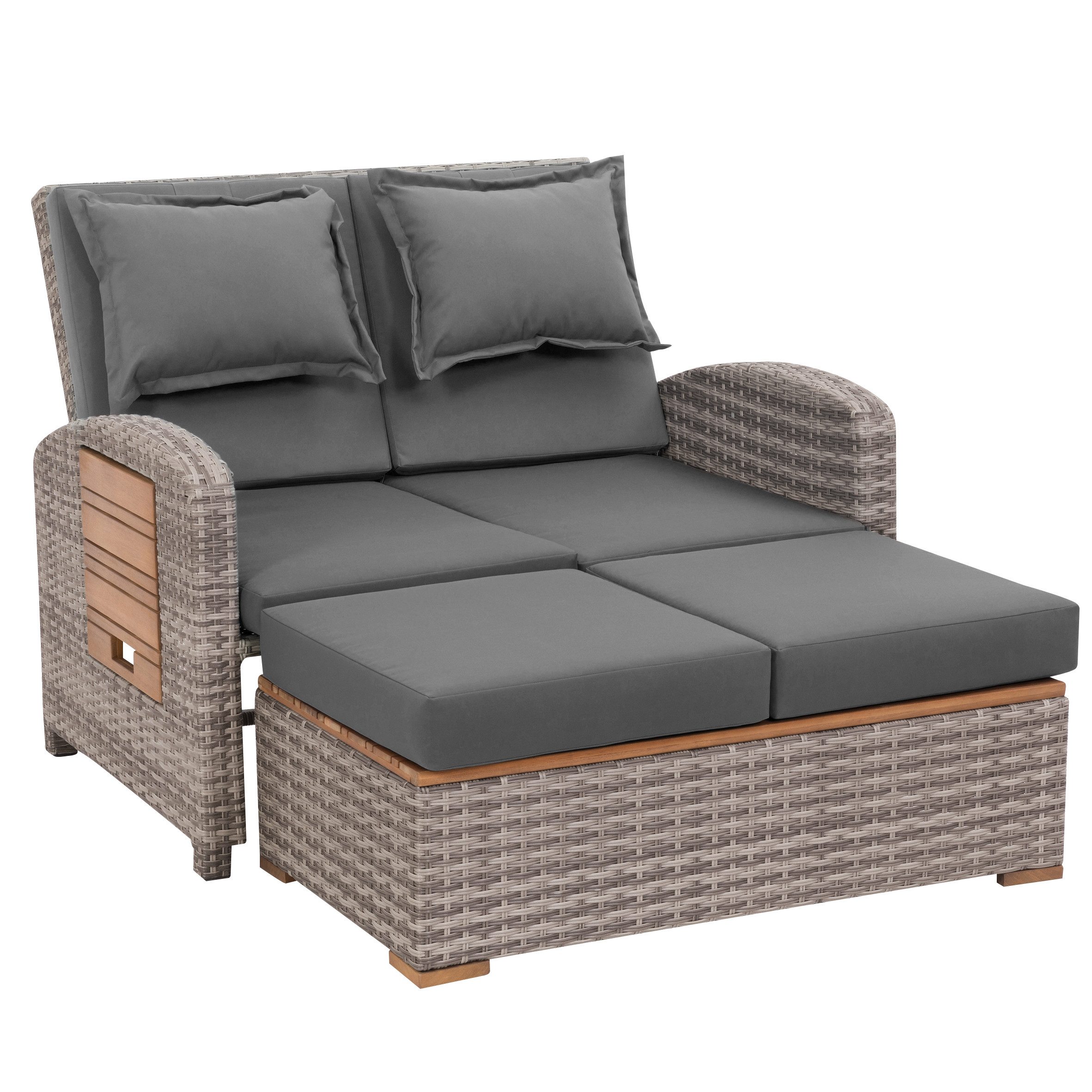 Endorphin Gartenlounge-Set Gartensofa Bahia Tobago mit Teakholzteilen – Vielseitige Multifunktion