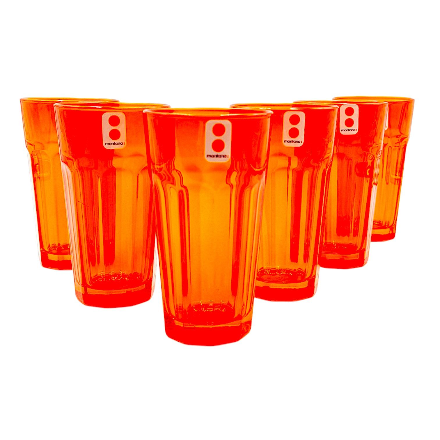 montana-Glas Glas 315ml – trendiges Trinkglas in Orange, spülmaschinengeeignet & robust, Modernes Farbspiel im strukturierten Design–für Genussmomente