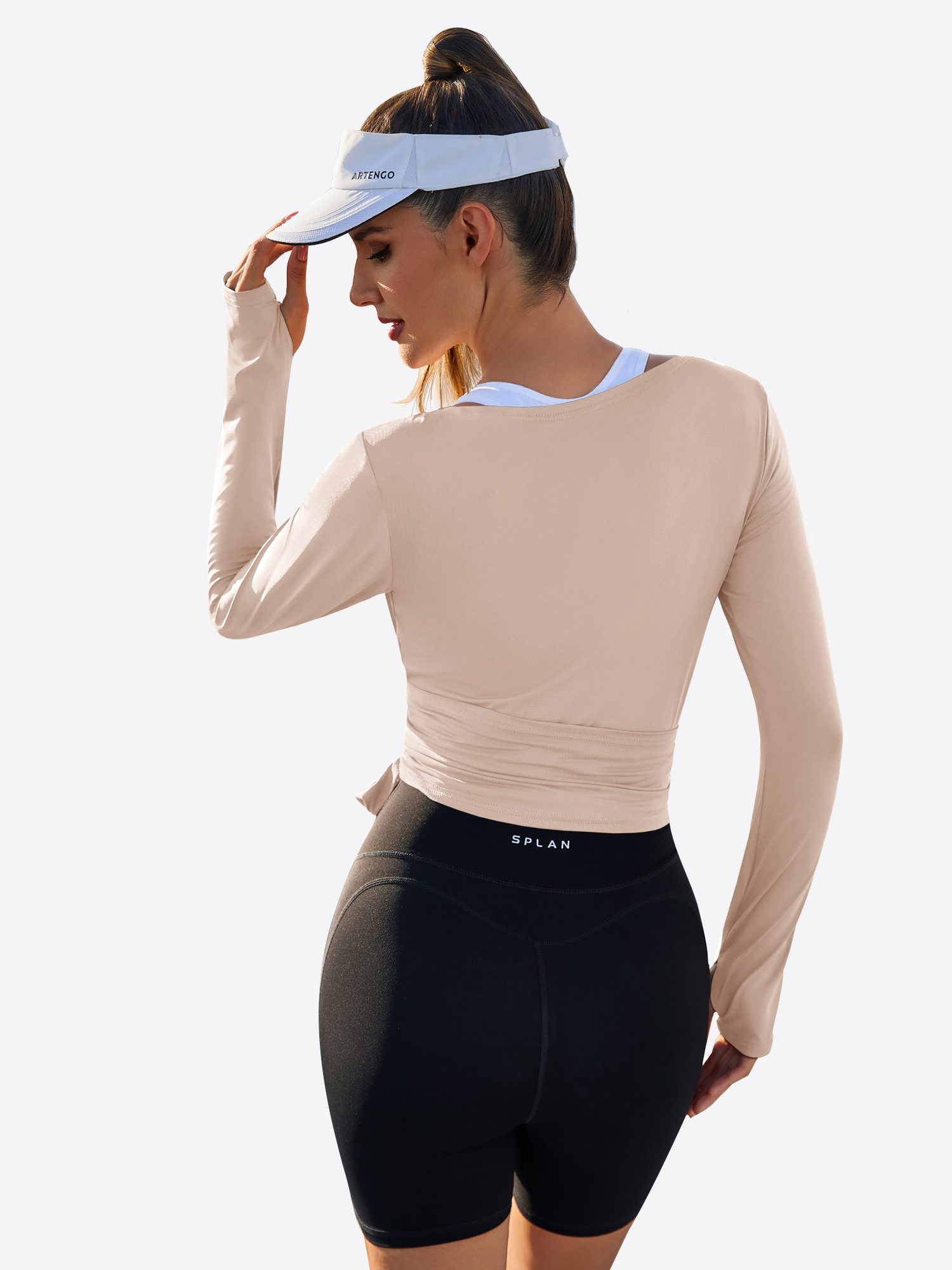 Imily Bela T-Shirt Damen Wickeloberteile Langärmlige Sportshirts (Packung, 1-tlg., 1per-Pack) einfarbig